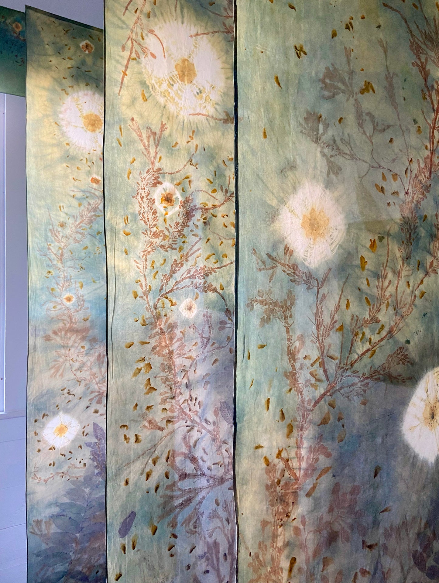 One-of-a-kind naturally dyed silk scarf inspired by Earth and Ocean